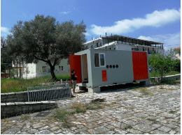 Installation of the prototype recycling system at Ancient Olympia.